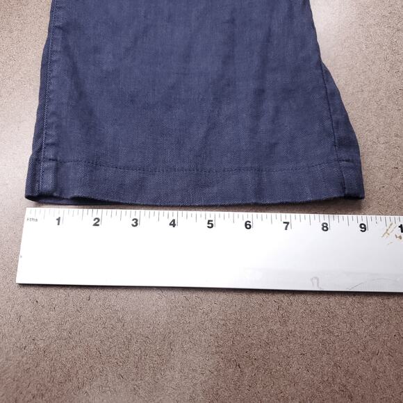 NYDJ Wide Leg Chino Trouser Pants Wmns 8 Blue Straight Linen Blend Casual Work - Picture 8 of 11